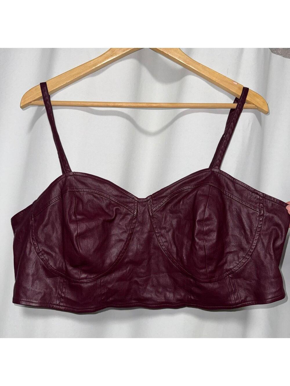 Strappy Faux Leather Burgundy Tiny Top Future Collective Reese Blutstein 1X